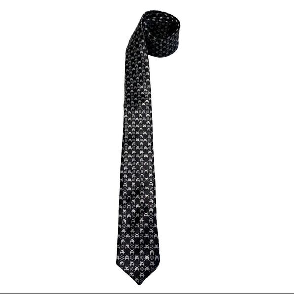 Black Tie Geek Space Invaders Video Game Atari Necktie Aliens 70s Tie - Picture 2 of 11